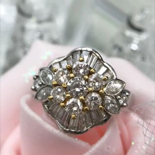 K18 Pt900 ダイヤモンド 豪華1.5ct リング 18-6322(リング(指輪))