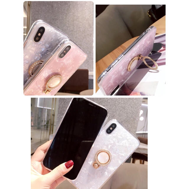 iPhone(アイフォーン)のシェル 貝殻iPhoneケース パール真珠のバンカーリング付き スマホ/家電/カメラのスマホアクセサリー(iPhoneケース)の商品写真
