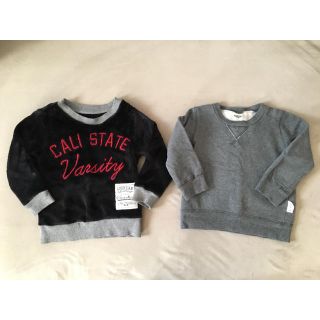 ギャップキッズ(GAP Kids)の美品！裏起毛トレーナー2枚セット100！オーガニックロゴ(Tシャツ/カットソー)