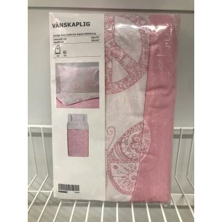 イケア(IKEA)のVANSKAPLIG ヴェンスカプリグ 掛け布団＆枕カバー, ピンク, シングル(シーツ/カバー)