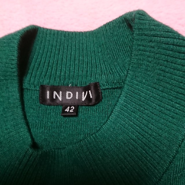 INDIVI(インディヴィ)のINDIVIインディヴィ大きいサイズ42ニットワンピース レディースのワンピース(ひざ丈ワンピース)の商品写真