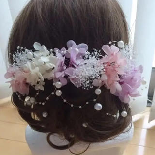 かすみ草♡紫陽花髪飾り ピンク♡紫(ヘッドドレス/ドレス)