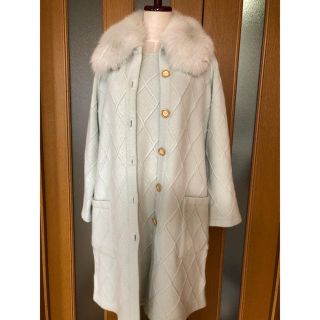 フォクシー(FOXEY)の美品です❤️  フォクシー　フォックスファー付き　カシミヤ　ニットスーツ　セット(ひざ丈ワンピース)