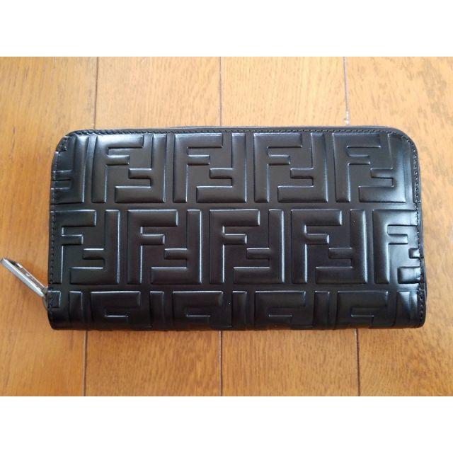 FENDI フェンディ ロゴ レザー 長財布 Black