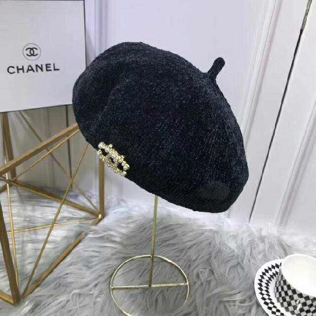 CHANEL - シャネル ココマーク フェルト ベレー帽 帽子 ブローチの通販 by じゅ's shop｜シャネルならラクマ