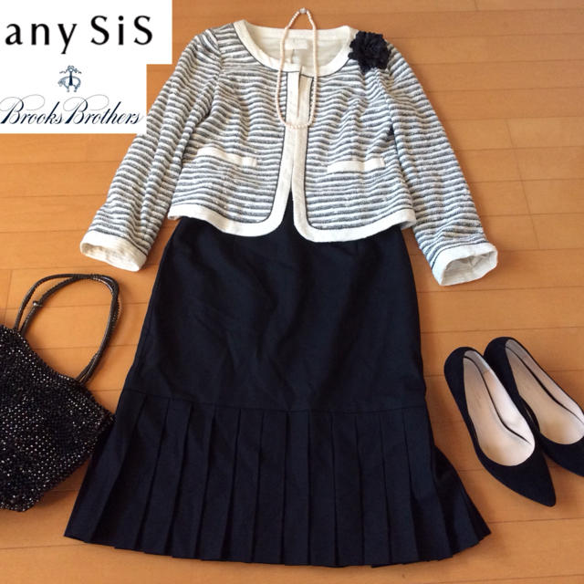 anySiS(エニィスィス)のanysis ノーカラージャケット ブルックスブラザーズスカート セットアップ レディースのフォーマル/ドレス(スーツ)の商品写真