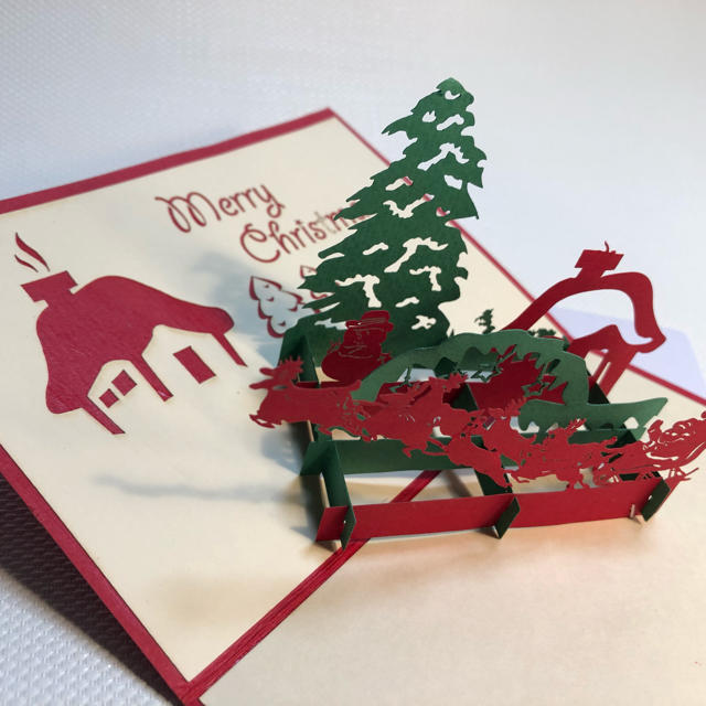 手作りクリスマスカード 切り絵立体 3dカード クリスマスツリートナカイ の通販 By なちょこ S Shop ラクマ