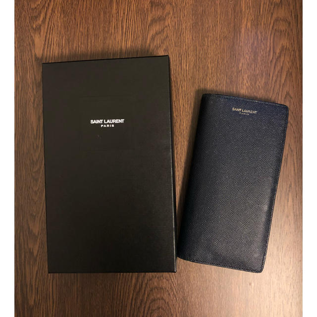 Saint Laurent(サンローラン)の【美品！】SAINT LAURENT 長財布 ネイビー×ゴールドロゴ メンズのファッション小物(長財布)の商品写真