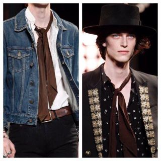 サンローラン(Saint Laurent)のSAINT LAURENT 15ss クラヴァット ブラウン ストール 美品(ストール)