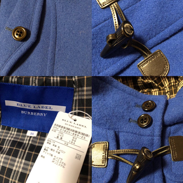 てロゴが BURBERRY ロイヤルブルー ダッフル コート 38の通販 by ...