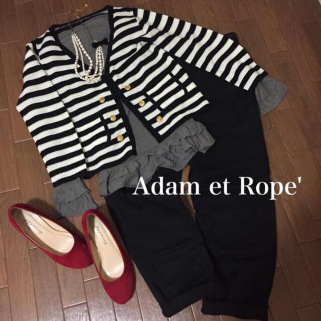 Adam et Rope'(アダムエロぺ)のアダムエロペ☆ボーダーカーディガン レディースのトップス(カーディガン)の商品写真