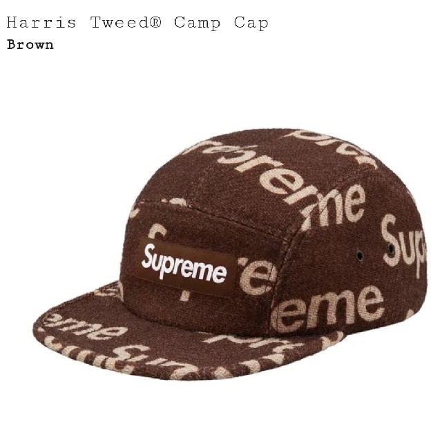 ブラウンsupreme Harris Tweed Cap ツィード キャップ week