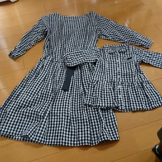 【美品】親子お揃い ギンガムチェックワンピース(ワンピース)