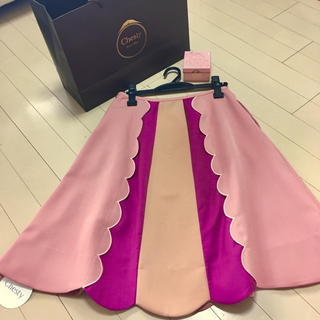 チェスティ(Chesty)のchestyスカラップスカート pinkサイズ1美品(ひざ丈スカート)