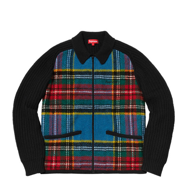 ニット/セーターSupreme Plaid Front Zip Sweater 黒 L