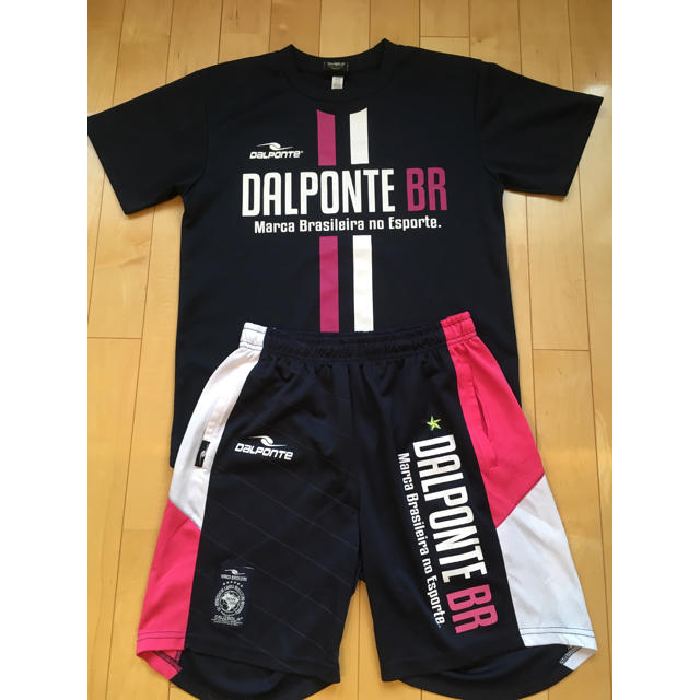 DalPonte(ダウポンチ)の★DALPONTE★（中古）ダウポンチ プラシャツ＆パンツ（S）ネイビー×ピンク スポーツ/アウトドアのサッカー/フットサル(ウェア)の商品写真