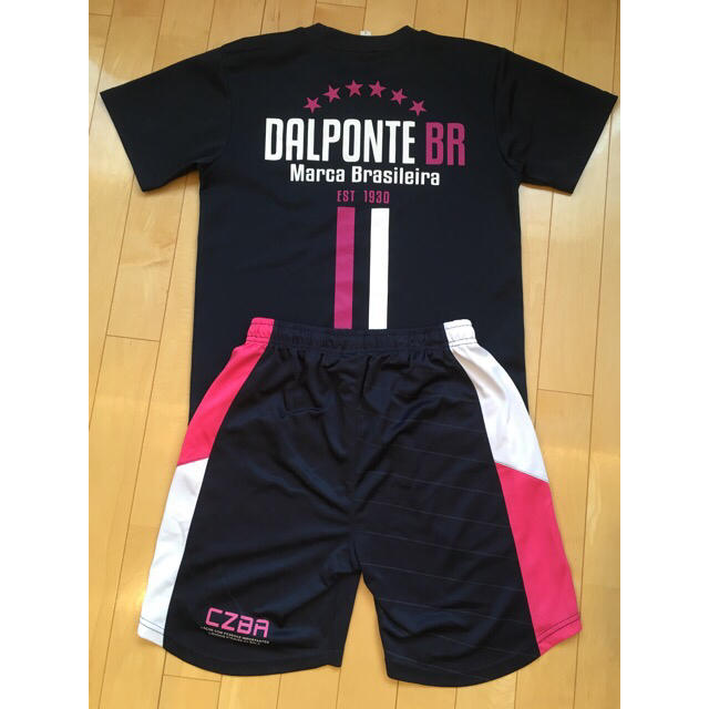 DalPonte(ダウポンチ)の★DALPONTE★（中古）ダウポンチ プラシャツ＆パンツ（S）ネイビー×ピンク スポーツ/アウトドアのサッカー/フットサル(ウェア)の商品写真