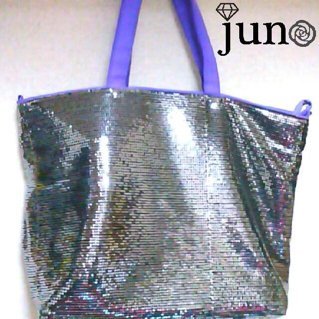 rienda(リエンダ)のリエンダ 総 スパンコール エコ トート バッグ シルバー 紫 パープル レディースのバッグ(トートバッグ)の商品写真