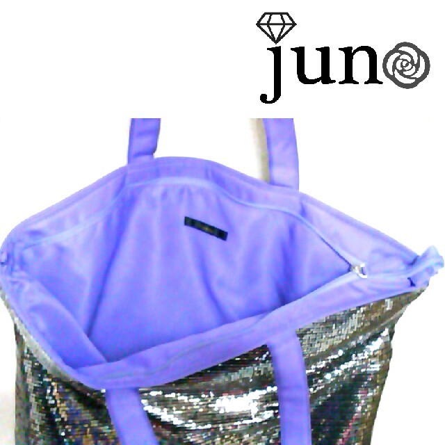 rienda(リエンダ)のリエンダ 総 スパンコール エコ トート バッグ シルバー 紫 パープル レディースのバッグ(トートバッグ)の商品写真