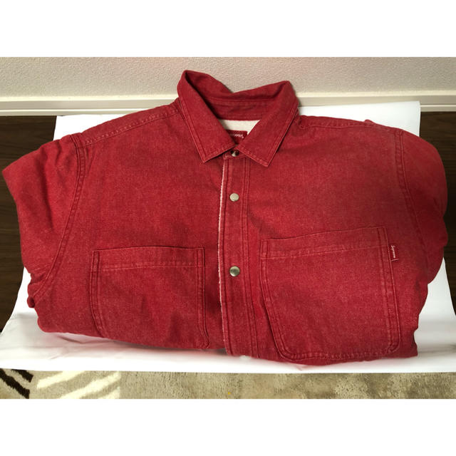 Sherpa Lined Denim Shirt Red