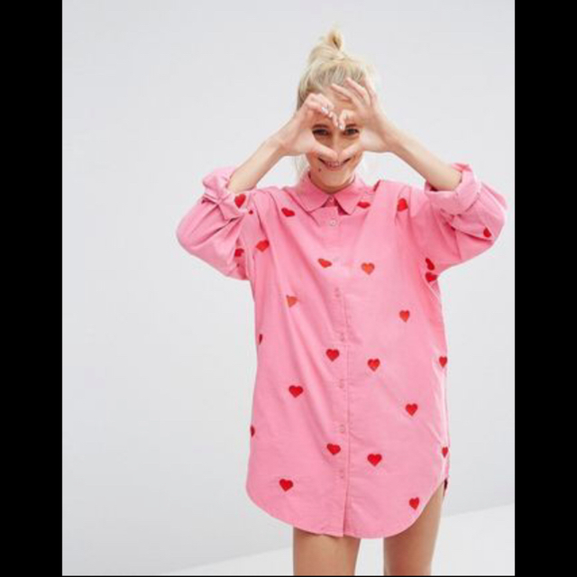 lazy oaf レイジーオーフ ハート ハート柄 コーデュロイシャツ 総柄