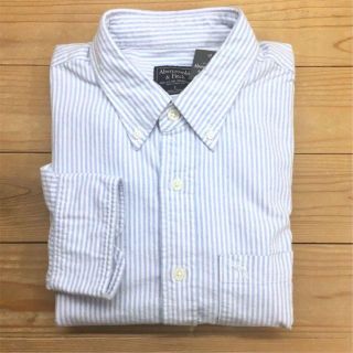 アバクロンビーアンドフィッチ(Abercrombie&Fitch)の新品【メンズL】★アバクロ★厚手生地！ウォッシュ加工ストライプ長袖シャツ/白青(シャツ)