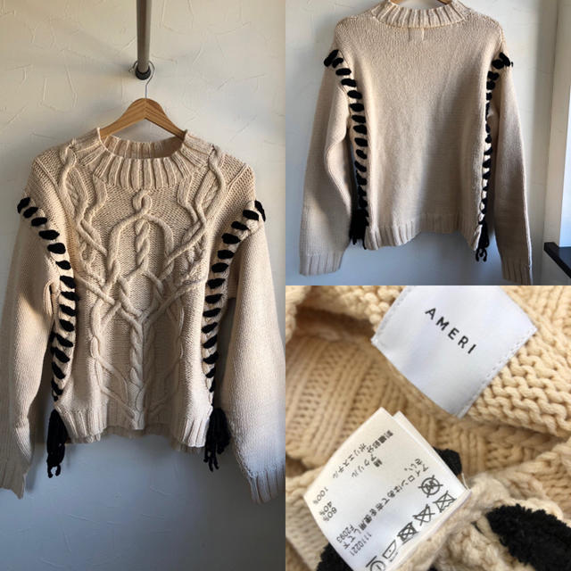 Ameri VINTAGE(アメリヴィンテージ)のAMERI  LACE UP CABLE KNIT レディースのトップス(ニット/セーター)の商品写真