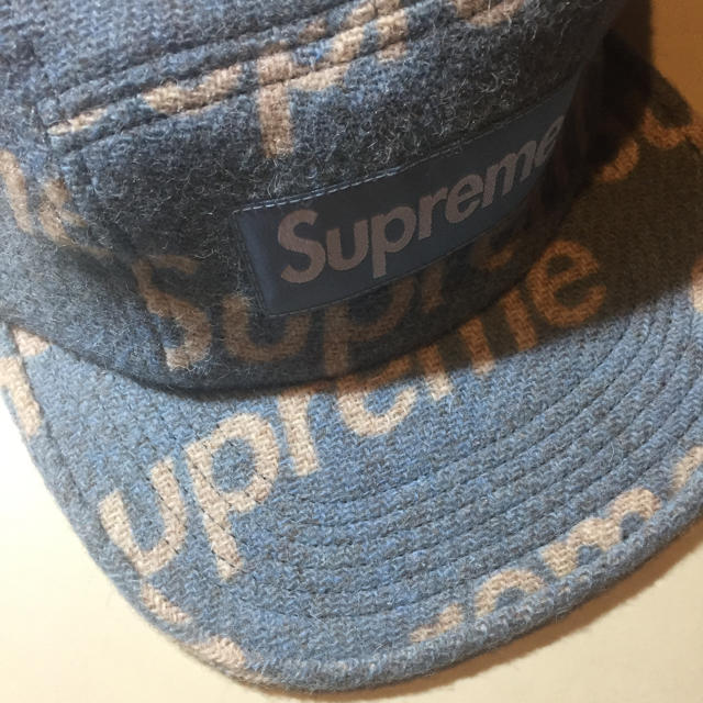 【ブルー】supreme Harris Tweed Camp Cap ツイード帽子