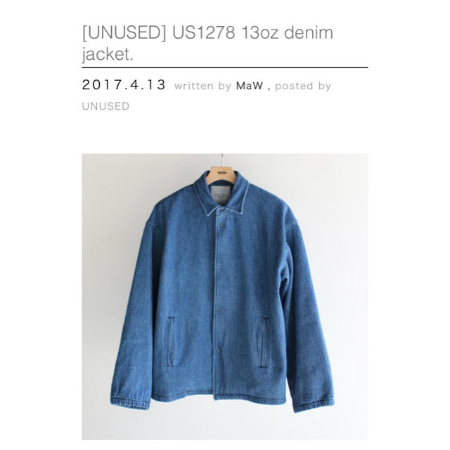 UNUSED(アンユーズド)のUNUSED(アンユーズド) 13oz denim jacket メンズのジャケット/アウター(Gジャン/デニムジャケット)の商品写真