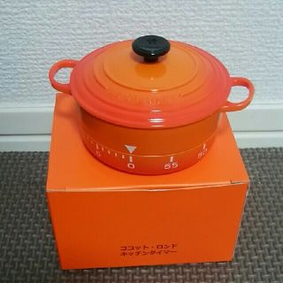 ルクルーゼ(LE CREUSET)のキッチンタイマー　ルクルーゼ　オレンジ　鍋　ノベルティ　ココット(収納/キッチン雑貨)