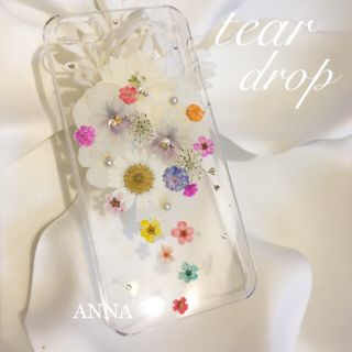 ティアードロップ 押し花 iPhoneケース Androidケース(スマホケース)