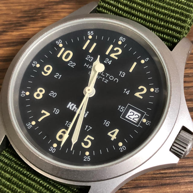 ハミルトン カーキ デイト 9821c クォーツ メンズ 腕時計 | フリマアプリ ラクマ
