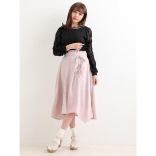 マジェスティックレゴン(MAJESTIC LEGON)のMAJESTIC LEGON☆新品♪リボン付き＊フェミニンイレヘムフレアスカート(ロングスカート)