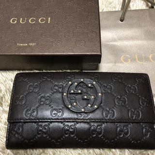 グッチ(Gucci)のGUCCIブラウンスタッズ長財布(財布)