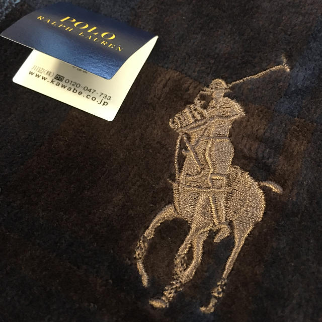 POLO RALPH LAUREN(ポロラルフローレン)のPOLO RALPH LAUREN  ビッグポニー タオルハンカチ　茶 メンズのファッション小物(ハンカチ/ポケットチーフ)の商品写真