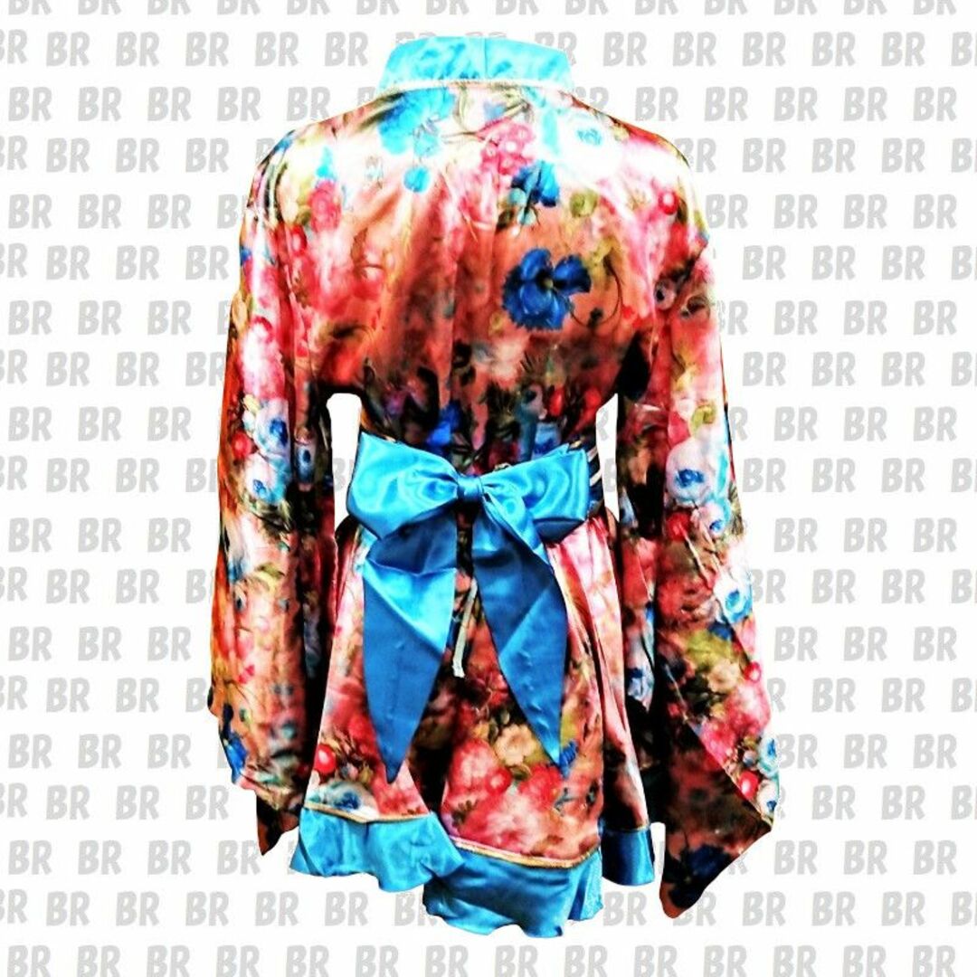 新品 【LoveRich】 ブルー　和柄ミニ着物ドレス　衣装　 ダンス レディースの水着/浴衣(着物)の商品写真