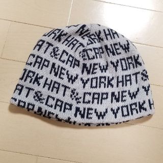 sunny様専用◆NEW YORKロゴロゴニット帽◆グレー×ネイビー(ニット帽/ビーニー)