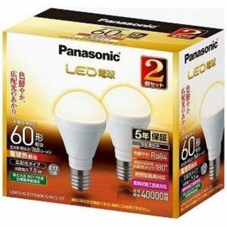 パナソニック(Panasonic)のパナソニック ＬＥＤ電球　電球色　２個入 ＬＤＡ７Ｌ−Ｇ−Ｅ１７／Ｋ６０Ｅ

(蛍光灯/電球)