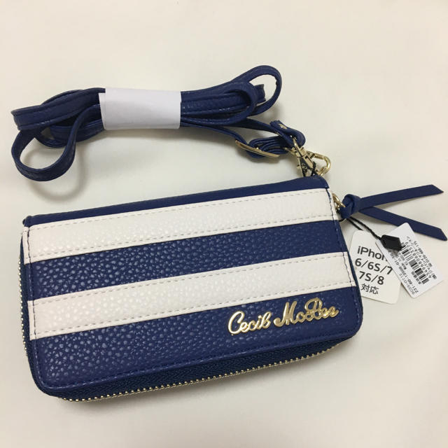 CECIL McBEE(セシルマクビー)の新品 セシルマクビー コインケース付き iPhoneケース ブルー スマホ/家電/カメラのスマホアクセサリー(iPhoneケース)の商品写真