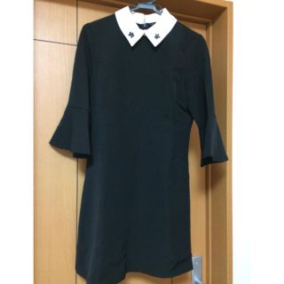 ザラ(ZARA)のザラ ビジュー襟ワンピース(ひざ丈ワンピース)