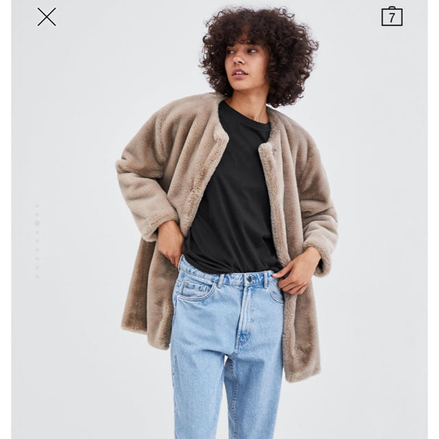 ZARA(ザラ)のフェイクファーコート S レディースのジャケット/アウター(毛皮/ファーコート)の商品写真