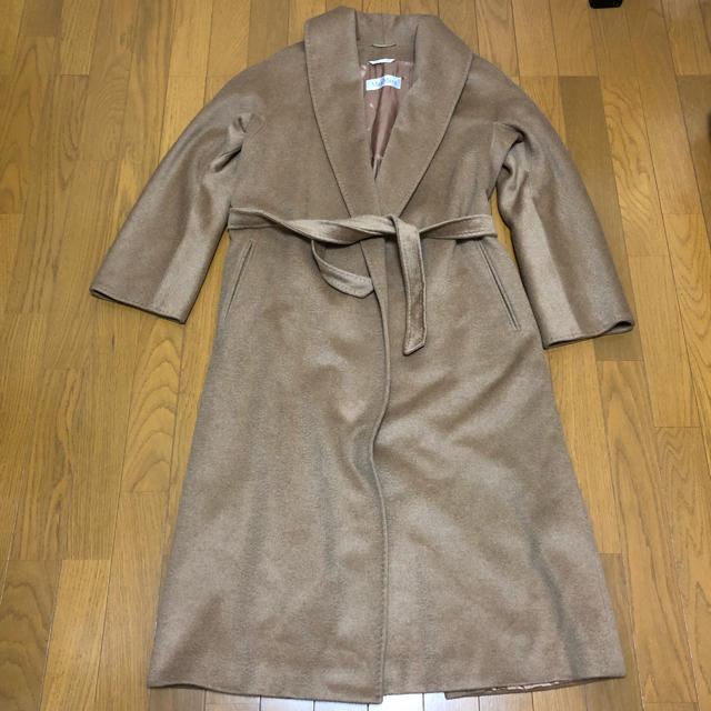 美品 MaxMara 29万 高級ロングベルテッドコート ガウン＊フェラガモロングコート