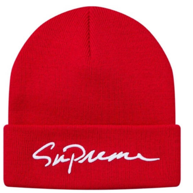 帽子Supreme Classic Script Beanie 18FW Red