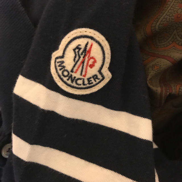 MONCLER(モンクレール)の本物モンクレール半袖ポロシャツMONCLERボーダー正規品ワッペン付TシャツL紺 メンズのトップス(ポロシャツ)の商品写真