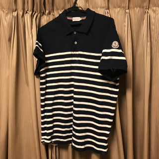 モンクレール(MONCLER)の本物モンクレール半袖ポロシャツMONCLERボーダー正規品ワッペン付TシャツL紺(ポロシャツ)