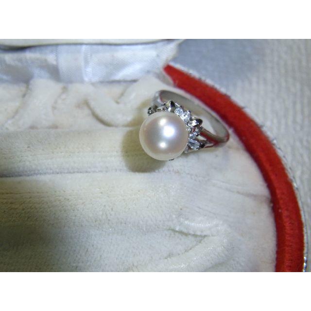 SILVERリング・あこや真珠・8.75ミリ珠です。 レディースのアクセサリー(リング(指輪))の商品写真