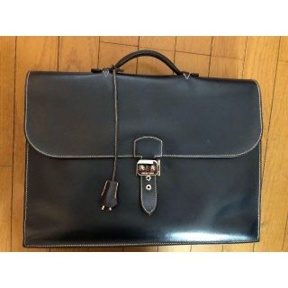 エルメス(Hermes)の白ステッチ！美品エルメス サックアデペッシュ41ネイビービジネス紳士バッグ(ビジネスバッグ)