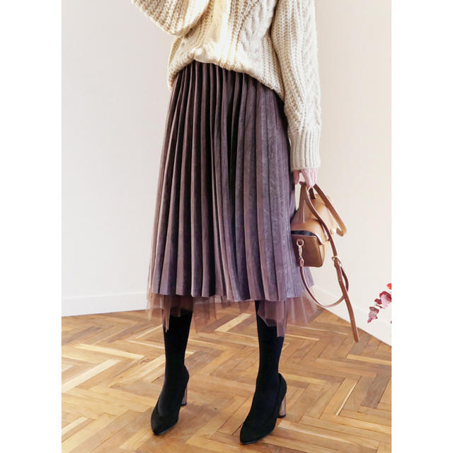 dholic(ディーホリック)のDholic リバーシブルベロアチュールスカート♡黒 レディースのスカート(ひざ丈スカート)の商品写真