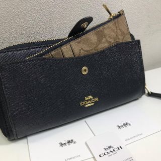 コーチ(COACH)のcoach コーチ 財布 ネイビー 正規品 長財布 (長財布)