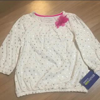 オシュコシュ(OshKosh)の新品未使用♡Oshkosh♡水玉お花付きトップ♡110cm 4歳(Tシャツ/カットソー)